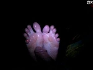 Public Footjob in Car